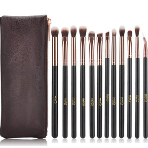 MSQ Eyeshadow Brushes 12pcs Eye Make Up Brush Set with Bag (PU Leather Pouch) Soft Synthetic Hairs for Eyeshadow, Eyebrow, Eyeliner, Blending, Best G