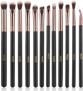 MSQ Eye Makeup Brushes 12pcs Rose Gold Eyeshadow Makeup Brushes Set with Soft Synthetic Hairs & Real Wood Handle for Eyeshadow, Eyebrow, Eyeliner, Bl