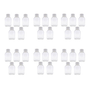TRENDBOX Pack of 30-100ml Clear Empty PET Mini Storage Bottles Hard Plastic Durable Turn Screw Cover Cap Round Filling Liquid Rhinestones Water Conta