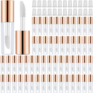 Patelai 100 Pieces 1.2 ml Clear Mini Lip Gloss Tube Refillable Empty Lip Balm Gloss Containers for Women Girls DIY Makeup, Rose Gold