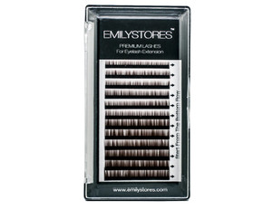 EMILYSTORES Lash Eyebrow Extensions Color Brown Thickness 0.10 mm Length 5/6/7/8MM Mixed Sizes One Tray