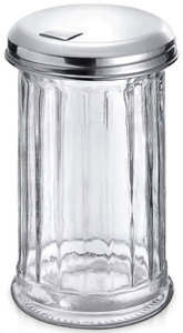 12 Oz Sugar Container for Coffee Bar  Glass Sugar Dispenser with Pour Spout and Stainless Steel Flip Lid, Durable & Classic Style Jar for Kitchen or