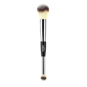 NMKL38 Double Ended Complexion Brush Face Concealer Powder Makeup Brush, Blending Liquid Foundation, Cream Cosmetics - Black Handle, Vegan Brush, Cru
