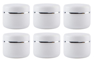 XINGZI 6PCS White 8 Oz (250ml) Cosmetic Jars with Liners and Dome Lids Empty Refillable Face Cream Lip Balm Lotion Bottles Plastic Storage containers