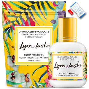 Extra Powerful 10 ml Eyelash Extension Glue - Lyon Lash Performance Glue | 1-2 Sec Dry Time | 6-8 Weeks Retention | Black Adhesive Supplies for Profe