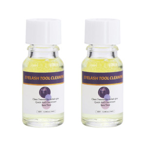 2 Pcs Eyelash Extension Tweezers Cleaning Tool with Liquid Remover and Sponge Ball Eyelash Curler Cleaner Tweezers Cleaning Tool Kit for Lash Extensi