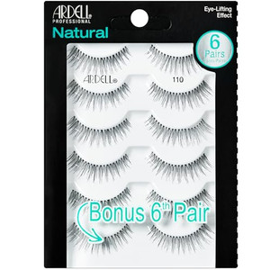 Ardell False Eyelashes Natural 110 Black, 1 Pack (5 Pairs Per Pack)