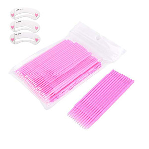 Coobbar 100pcs/lot Durable Micro Disposable Eyelash Extension Mascara Brush Eyelash Glue Cleaning Stick for Women (Pink)