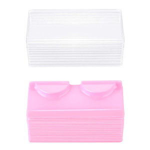 Blulu 50 Packs Minifalse Eyelash Storage Box Empty False Eyelash Care Storage Case Box Container Holder Plastic Lash Cases Makeup Organizer (Pink)
