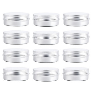 ericotry 12 pcs of 2 Oz/ 60 ML Silver Aluminum Tins Empty Slip Slide Round Containers with Tight Sealed Twist Screwtop Cover for Powder Lip Balm Loti