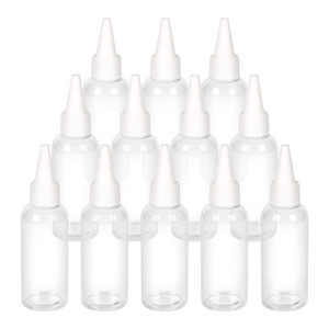 TRENDBOX 2oz / 60ml Hair Color Applicator Bottles Pointed Mouth Top Cap Bottles Twist Cap for Essential Oils, Liquid - 12 Pack