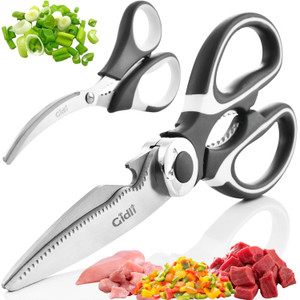 Kitchen Shears by Gidli - Liftime Replacement Warranty* - Includes Seafood Scissors As a Bonus - Heavy Duty Utility Stainless Steel All Purpose Ultra