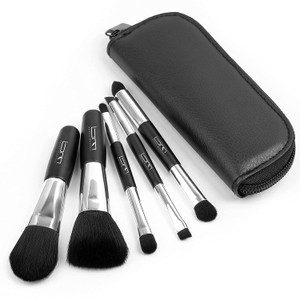 Brush Master Travel Makeup Brushes Set w/Pouch, 5PCS Double Ended Portable Mini Cosmetic Brushes Kit for Foundation, Eyeshadow, Lip, Blush Make Up Br