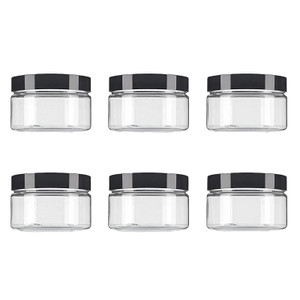 6Pcs 250ml/8oz Plastic Refillable Jars Empty Cosmetic Containers Cases with Black Lid Cream Lotion Box Ointments Bottle Food Bottle Makeup Pot Jar fo