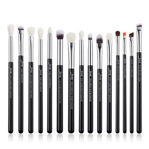 Jessup Eye Makeup Brushes Set Professional 15pcs with Eyeshadow Blending Concealer Eyebrow Eyliner Brush (Pearl Black/Silver)