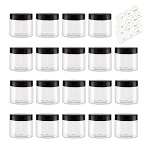ZEJIA 20 Gram Plastic Cosmetic Jars with Lids, 20 Pieces Small Cosmetic Containers, Travel Size Sample Containers, Round Travel Jars for Lotions, Pow