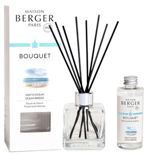 MAISON BERGER - Reed Diffuser Clear Glass Scented Bouquet - 8 Black Reed Sticks (8.3 inches) - Includes 100 Milliliters (3.4 Fluid Ounces) Fragrance