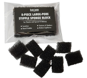 Stipple Sponge LARGE PORE 8 Piece Die Cut Block - Special Effects Makeup Theater Halloween MUST HAVE - Texture, Road Rash, Blending, Beards, Freckles