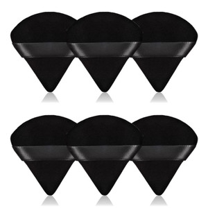 6Pcs Triangle Powder Puff,Soft Velour Face Makeup Sponge Powder Puffs,Loose Powder Cosmetic Foundation Mineral Powder Wet Dry-Black