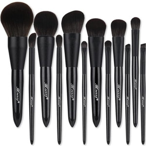 EVRCHGIEA Makeup Brush Sets, 12 PCS Wood Handle Soft Synthetic Fiber Hair Makeup Set,Premium Synthetic Foundation Blending Blush Concealer Eye Shadow