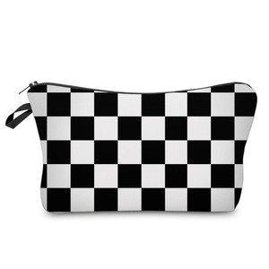 Deanfun Cosmetic Bag for Women, Black White Lattice Waterproof Makeup Bags Roomy Toiletry Pouch Travel Accessories Gifts (51782)