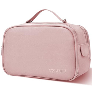 BOOMRICH Large Travel Makeup Bag, Cosmetic Bag, Toiletry Bag for Women, Water-Resistant Leather Toiletry Organizer, Dopp Kit for Toiletries Accessori
