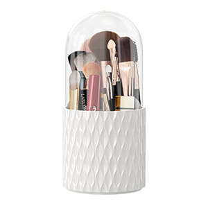 DooGooCoo [Upgrade] Rotating Makeup Brush Holder, [Dustproof & Waterproof] 360 Rotating Cosmetics Make up Brush Organizer Storage with Lid for Vanity
