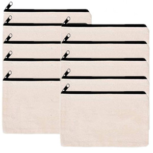 LifeUnite 10 PCS Canvas Makeup Bag Cosmetic Pouch Blank Zipper Bag-9.1 × 5.9 inch