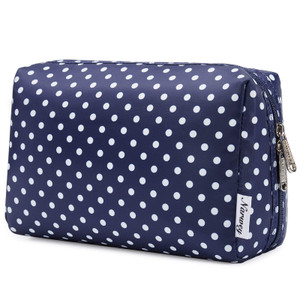 Narwey Cute Makeup Bag Travel Cosmetic Bag Organizer Toiletry Bag Make Up Bags with Compartments for Women Girls (Large, Polka Dot)