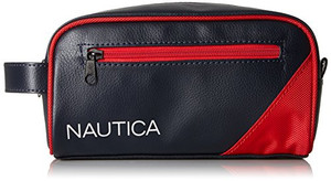 Nautica Mens Accessories Men's Top Zip Travel Kit Toiletry Bag Organizer Accessory, red, One Size