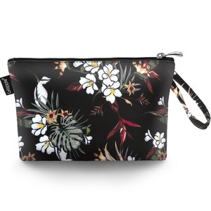 Gloppie Makeup Bag Small Cosmetic Bag for Purse Portable Travel Makeup Pouch for Women White Flower
