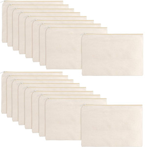 meekoo 16 Pack Blank Canvas Pouch Zipper Cosmetic Bag Bulk Plain Makeup Pouch Sublimation DIY Craft Multipurpose Travel Toiletry Bag for Makeup Cosme