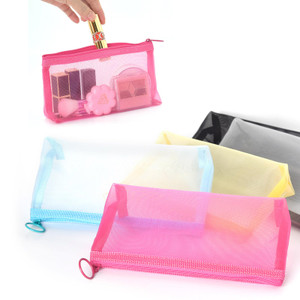 Patu Zipper Mesh Bags, Widened Long Case, 5 Pieces, Beauty Makeup Cosmetic Accessories Organizer, Travel Toiletry Kit Set Storage Pouch, Assorted Col