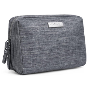 Narwey Small Makeup Bag for Purse Mini Cosmetic Bag Travel Makeup Pouch Zipper Pouch Cute Make up Bags with Compartments for Women (Small, Grey)