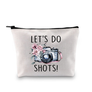 G2TUP Camera Lover Gift Photographer Makeup Bag Lets Do Shots Cosmetic Bag Photography Lover Gift Photographer Thank You Gift Travel Bag (Lets Do S