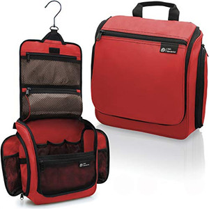 DD D&D Wanderlust D&D Hanging Travel Toiletry Bag for Men and Women  Cosmetics, Makeup and Toiletries Organizer Kit with 10 Compartments, Red, Mediu