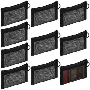 Frienda 10 Pcs Small Mesh Bags with Zipper Mini Zipper Mesh Bags Nylon Cosmetic Coin Purse Pouches Portable Reusable Storage Pouch with Keychain for