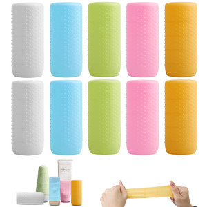 YUBIRD 10 PCS Silicone Bottle Sleeves for Travel Toiletries,Leak-Proof Covers,Cruise Essentials for Women and Men,Travel Must-Haves,Colorful Elastic