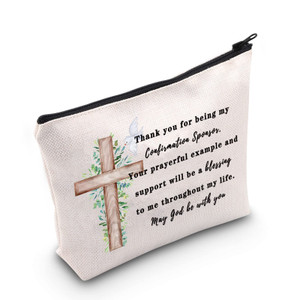 POFULL Confirmation Sponsor Gift Sponsor Appreciation Gift Religious Sponsor Makeup Bag Pouch Accessories (Confirmation Sponsor bag)