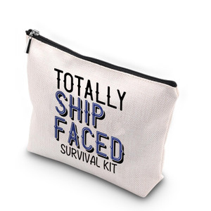 WCGXKO Cruise Trip Gift Cruise Bachelorette Party Favor Totally Ship Faced Zipper Makeup Bags Travel Toiletry Bag Accessories (Totally Ship Faced)