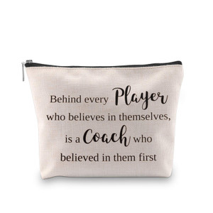 WCGXKO Coach Gift Behind Every Player Who Believes Themselves Is A Coach Who Believed In Them First Coach Zipper Pouch Cosmetics Bag (Behind every pl
