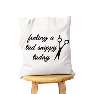WCGXKO Funny Hairdresser Gift Cosmetology Graduation Gift Feeling A Tad Snippy Today Hairstylist Supplies (Feeling a tad snippy today tote)