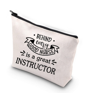 WCGXKO Clinical Instructor Appreciation Gift Behind Every Good Nurse Is A Great Instructor Makeup Bag (Behind Instructor)