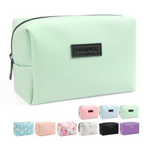 MAANGE Small Makeup Bag For Purse, Travel Cosmetic Bag Makeup Pouch PU Leather Portable Versatile Zipper Pouch For Women (Green)