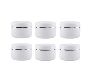 ASTRQLE Empty White Silver Edge Portable Refillable Plastic Cosmetic Makeup Face Cream Jar Sample Container Bottle Pot (100ml(3.4oz)-6PCS)
