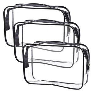Cosywell Clear Toiletry Bag Quart Size Bag Travel Makeup Cosmetic Bag PVC Toiletries Cosmetic Pouch for Women Men 3PCS (S)