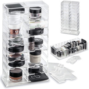 byAlegory Acrylic Universal Makeup Organizer Tower w/Removable Dividers Can Stand or Lay Flat on Vanity Desk or in Drawer | 20 Space Cosmetic Storage