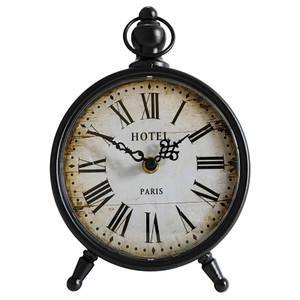 HZDHCLH Vintage Table Clock Battery Operated,Retro Mantel Clock for Living Room Fireplace Decor,Silent Metal Desk Clock(Black)