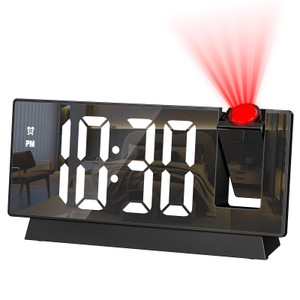 JXTZ Projection Alarm Clock, Large Screen Projector Clock for Bedroom Ceiling, Digital Clock with 180° Projector, 4 Levels Brightness, Alarm Clock Pr