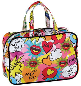 iscream 'Love 2 Laugh' 12.25" x 8.25" Double Handle Zippered Cosmetic Bag